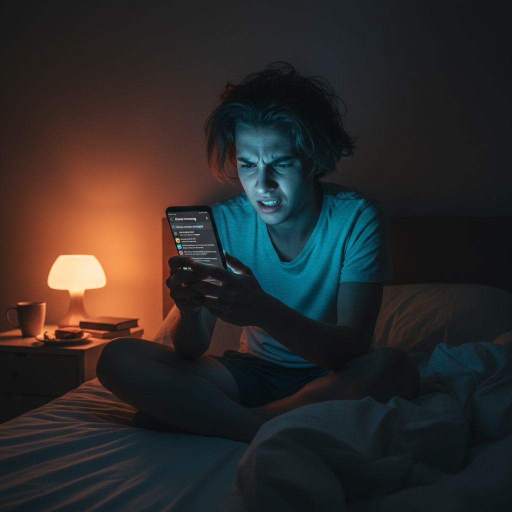 Procurando o significado do sonho no celular de madrugada
